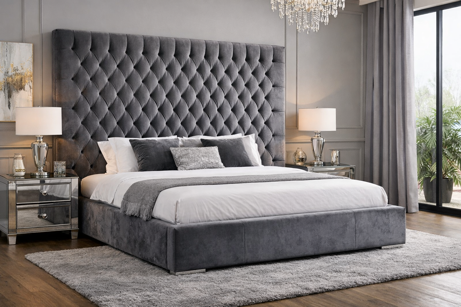 Ambassador High Headboard Bed in UK | Luxury Tall Upholstered Bed