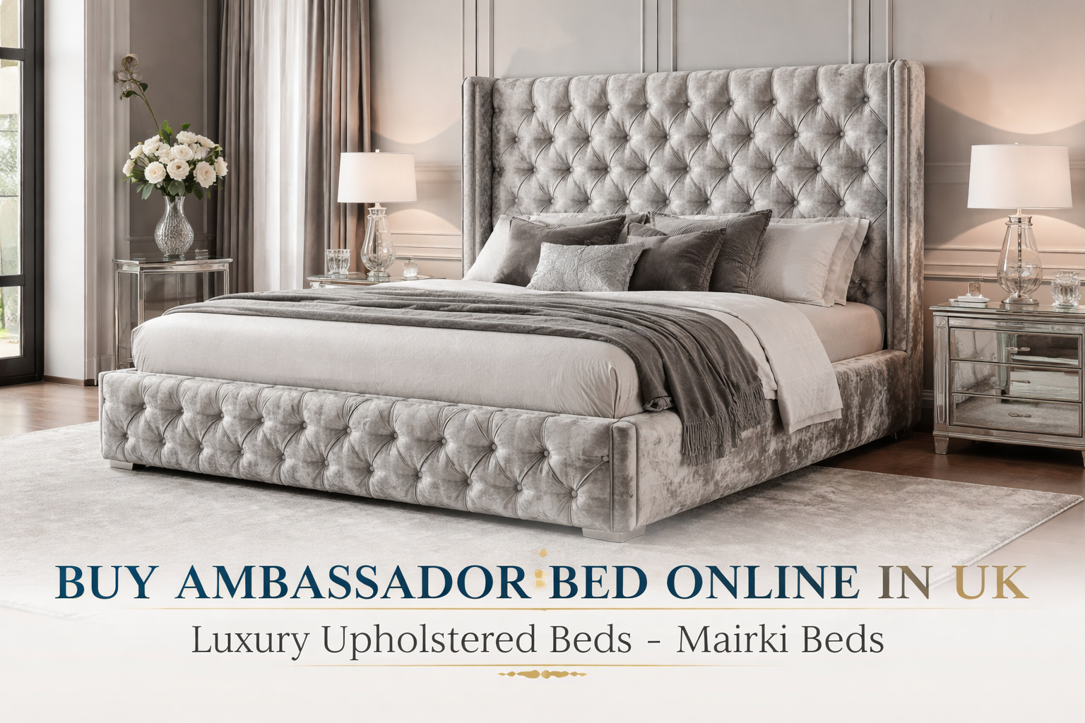 Buy Ambassador Bed Online in UK | Luxury Upholstered Bed – Mairki Beds