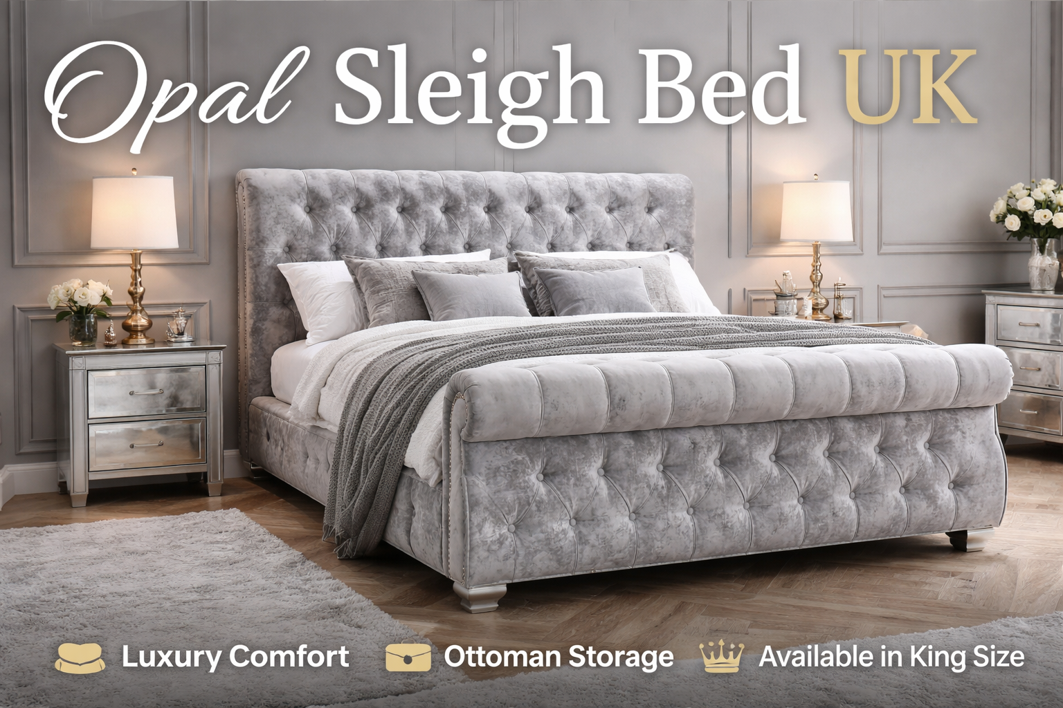 Why the Opal Sleigh Bed Is Trending in the UK – Features, Sizes & Prices